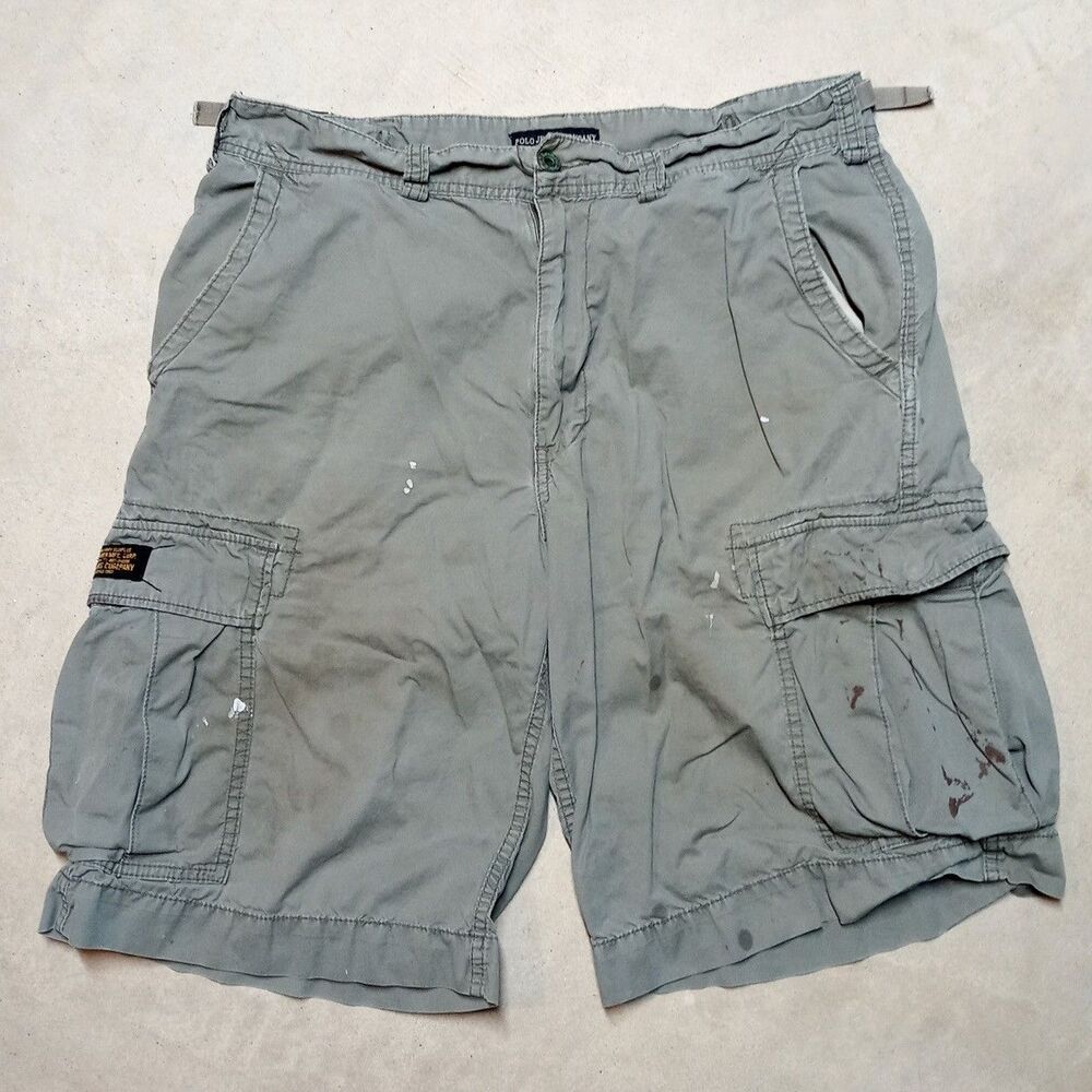 Vintage Polo Ralph Lauren Military Surplus Distressed Cargo Shorts Size 34 - Picture 1 of 11